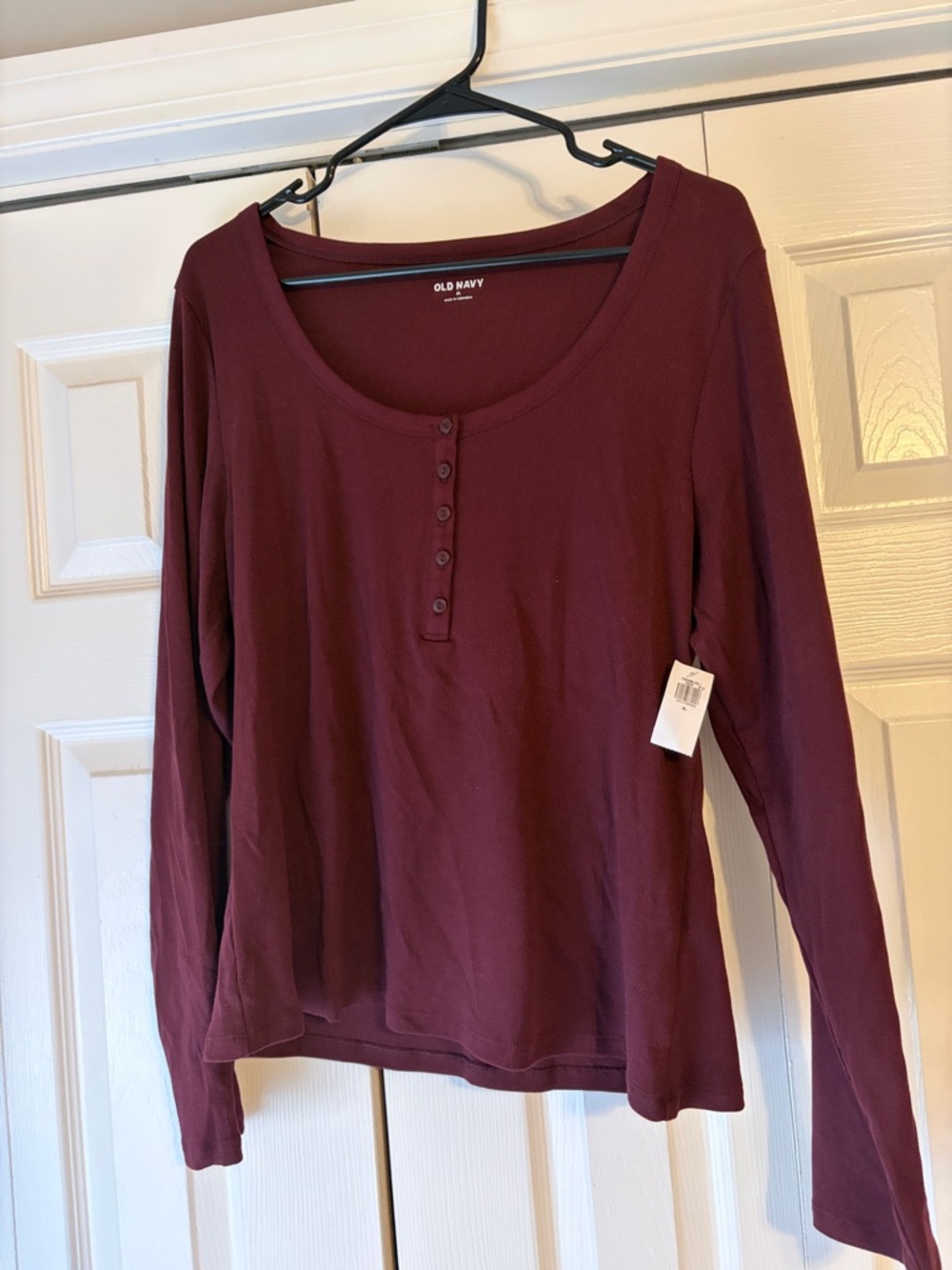 Old Navy Burgundy Long-Sleeve Henley Top